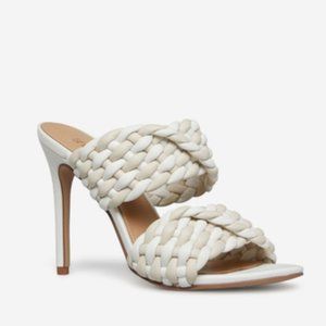 ShoeDazzle Bottega Veneta Woven Vegan Leather Ottoline Heeled Sandal